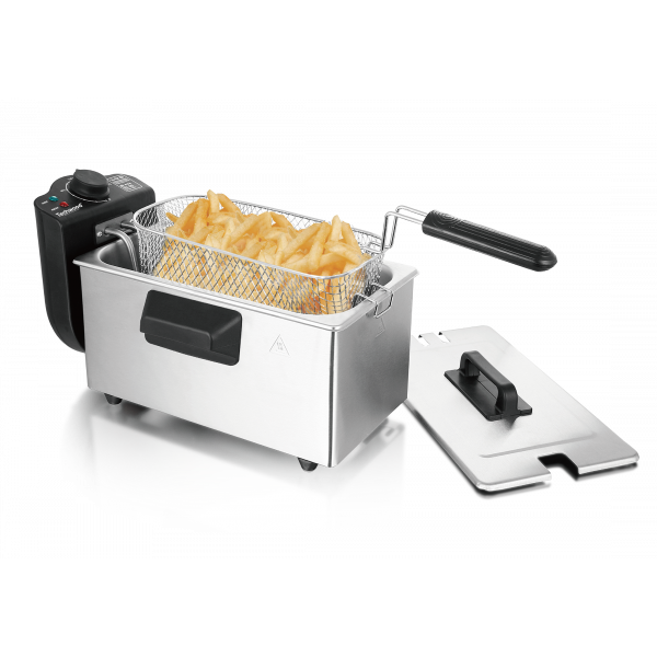 Friteuse Techwood Inox 3L, Thermostat Réglable & Parois Froides – TFR-304