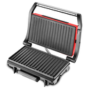 Panini Grill Techwood Inox Rouge 1500W, Contrôle Température & Cuisson Double Face – TGD-015