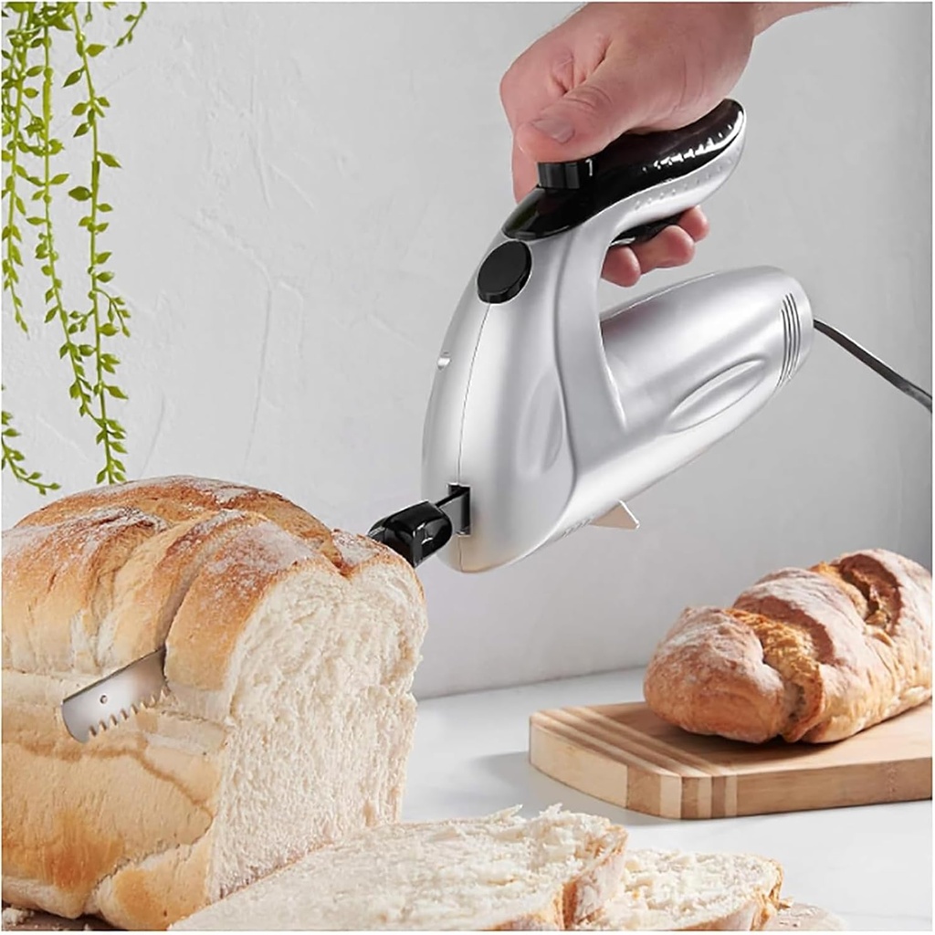 Couteau Électrique Techwood Lame Inox 24,5cm, Moteur Silencieux & Double Sécurité – TCE-009