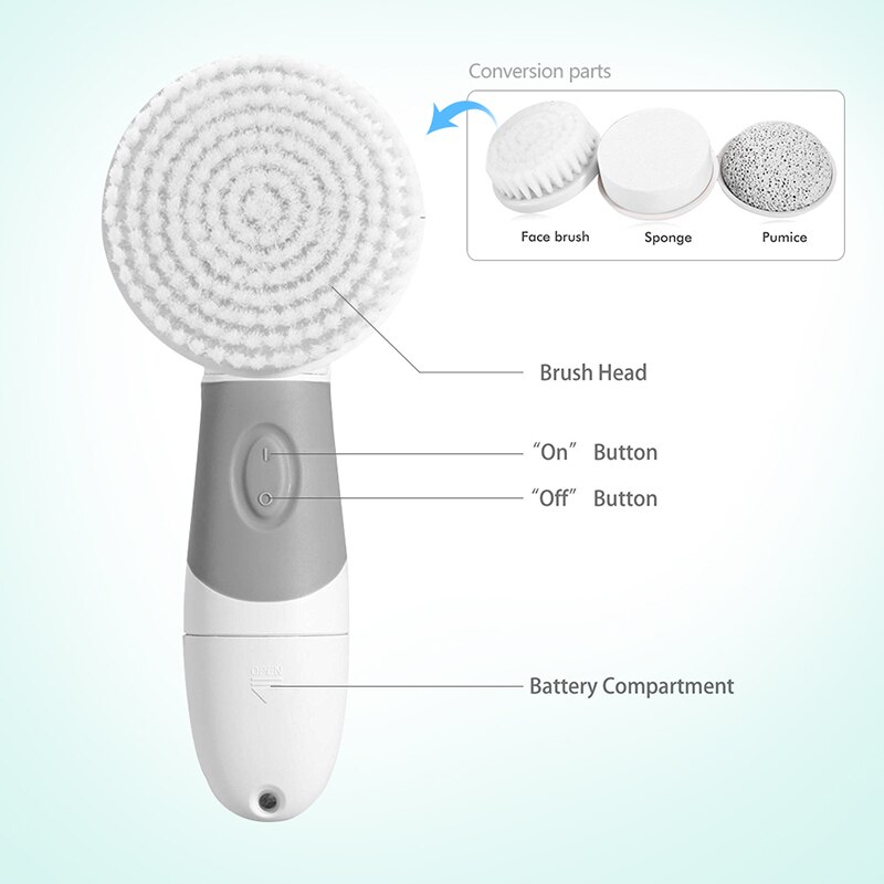 Brosse Cosmétique Visage & Corps Techwood, Tête Rotative & 4 Accessoires – TBV-313