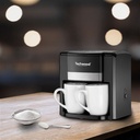 Cafetière Techwood Noir 2 Tasses Céramique, Filtre Permanent, Réservoir 0,6L, Arrêt Automatique – TCA-206