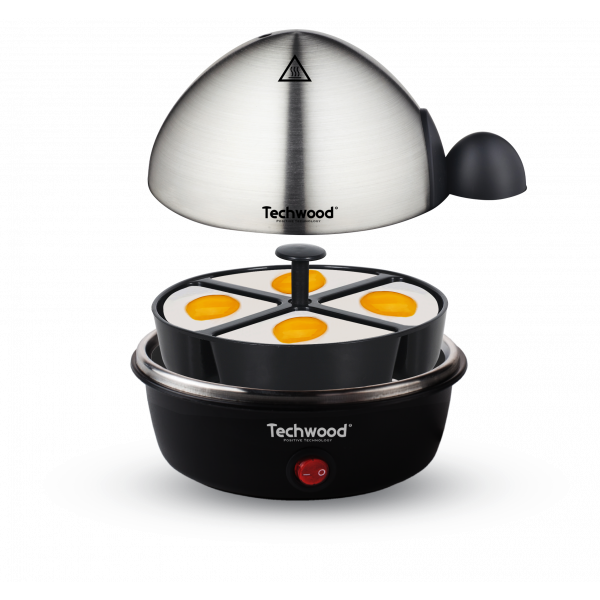 Cuit Œufs Techwood 3 en 1 Inox/Noir 7 Œufs, Cuisson Vapeur & Œufs au Plat, Arrêt Automatique – TO-007