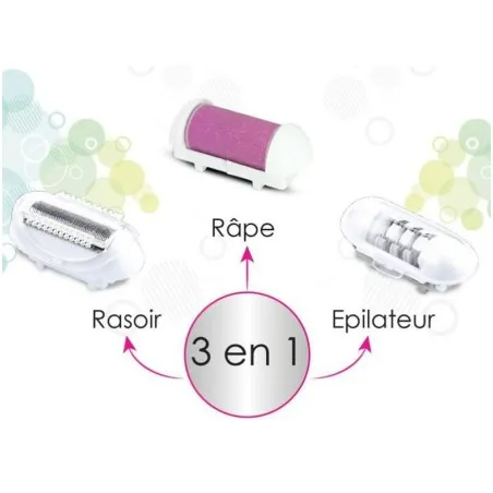 Épilateur 3 en 1 Rechargeable Techwood, Épilation, Rasage & Râpe avec Lumière – TREP-351