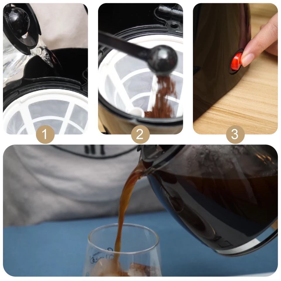 Cafetière Électrique Techwood Noir Inox – 6 à 8 Tasses avec Système Anti-Gouttes & Arrêt Automatique TCA-696