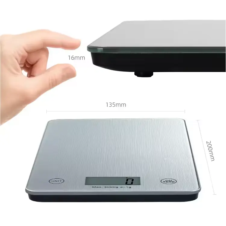 Balance de Cuisine Digitale Techwood 5kg 1g Inox, Écran LCD & Arrêt Automatique – TPA-808S