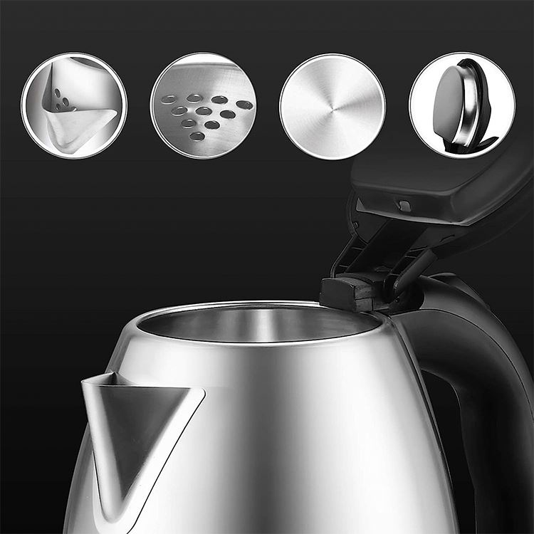 Bouilloire Techwood Inox 1,8L Sans Fil, Socle 360°, Arrêt Automatique & Sécurité Anti-Ébullition – TBI-1827