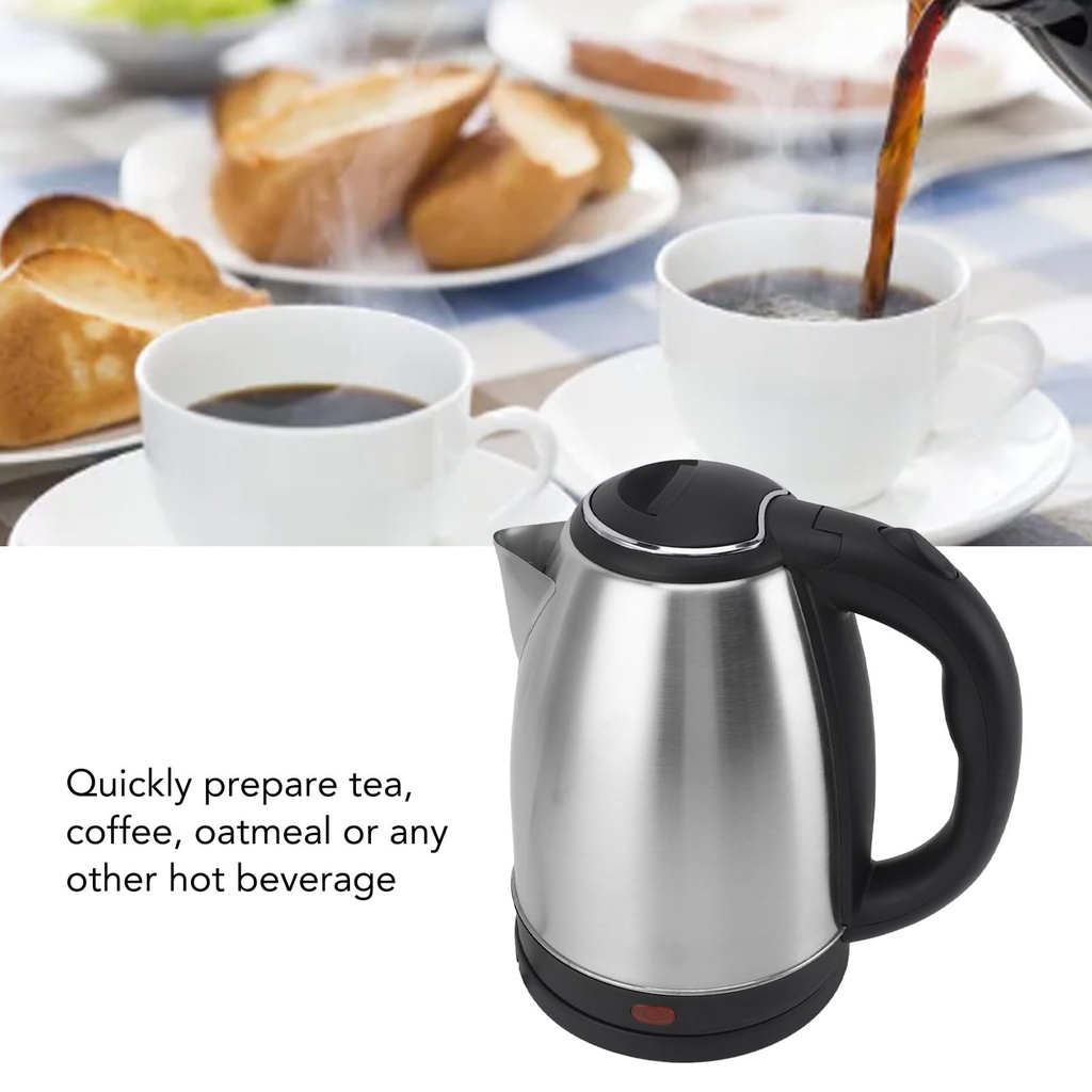 Bouilloire Techwood Inox 1,8L Sans Fil, Socle 360°, Arrêt Automatique & Sécurité Anti-Ébullition – TBI-1827
