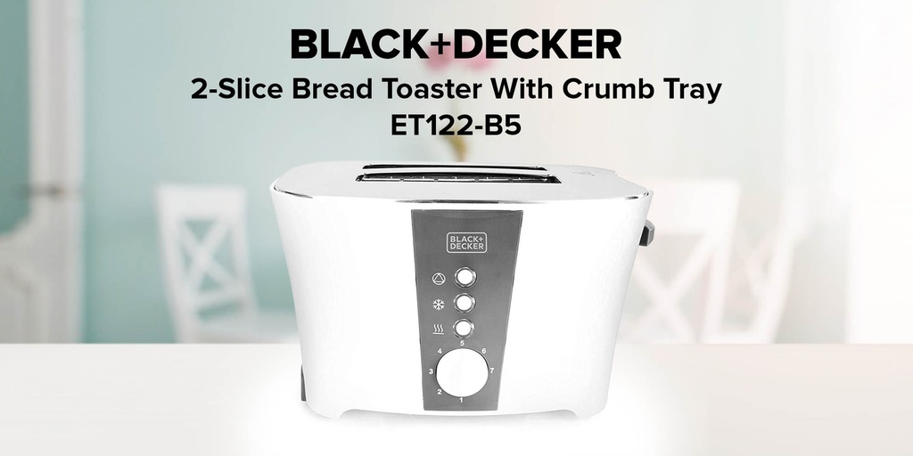 Black & Decker Grille-Pain 800W – 2 Tranches – Blanc