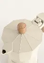 Cafetière italienne Moka En Aluminium 3 Tasses Blanc avec Poignée effet Bois