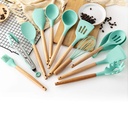 Ensemble D’ustensiles De Cuisine En Silicone 19 Pièces Vert 