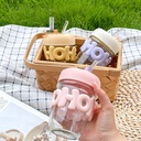 Bouteille D'eau Avec Paille Pour Enfant - Bleu-350ml