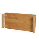 Ensemble de 2 Boîtes en Céramique Blanc Marbré Doré avec Support en Bois