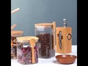 Lot de 3 Boite En verre avec Couvercle en Bois Bambou