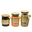 Lot de 3 Boite En verre avec Couvercle en Bois Bambou