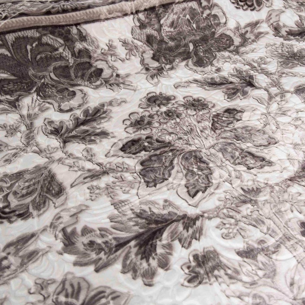Couverture 2 Places 220/240 Dolce Vita -M4 Fleuris Gris