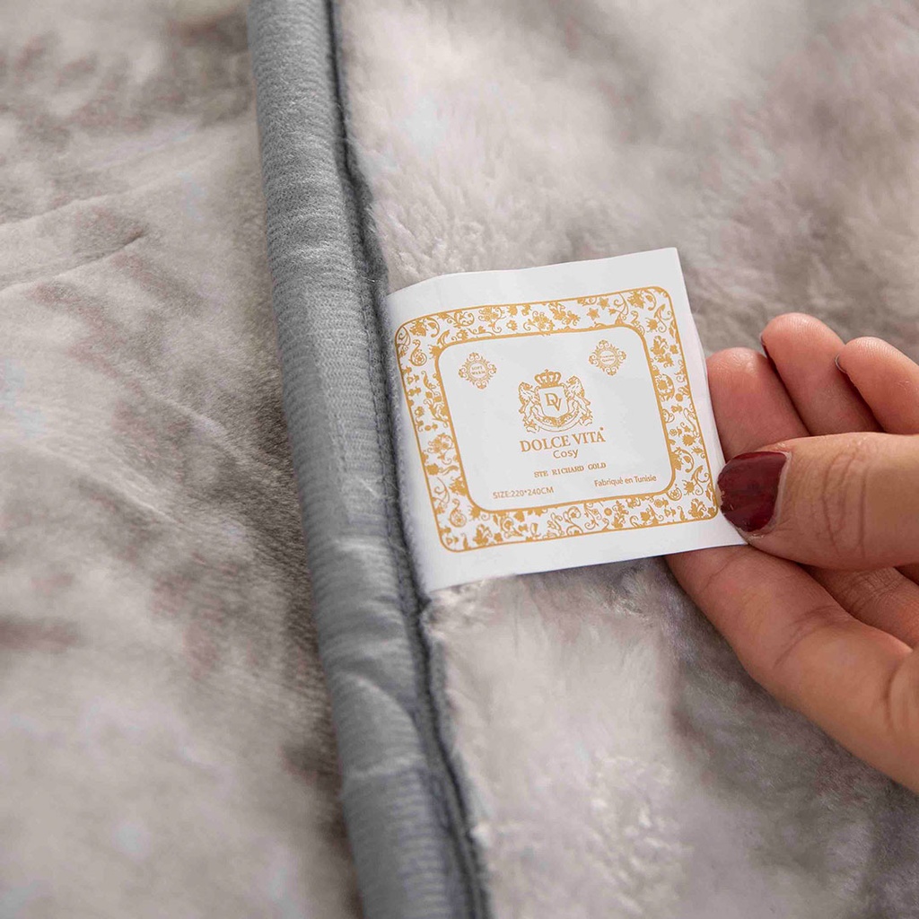 Couverture 2 Places 220/240 Dolce Vita -M4 Fleuris Gris