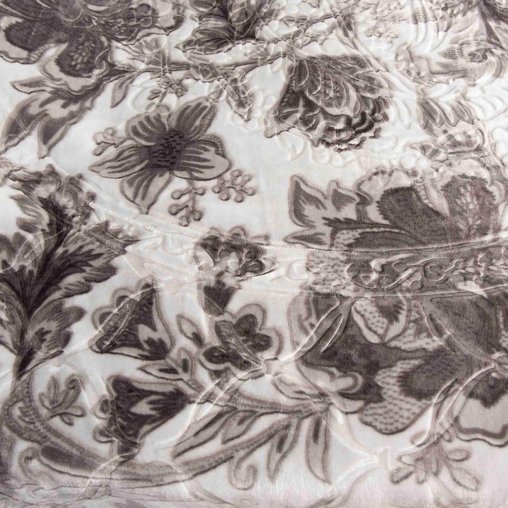 Couverture 2 Places 220/240 Dolce Vita -M4 Fleuris Gris