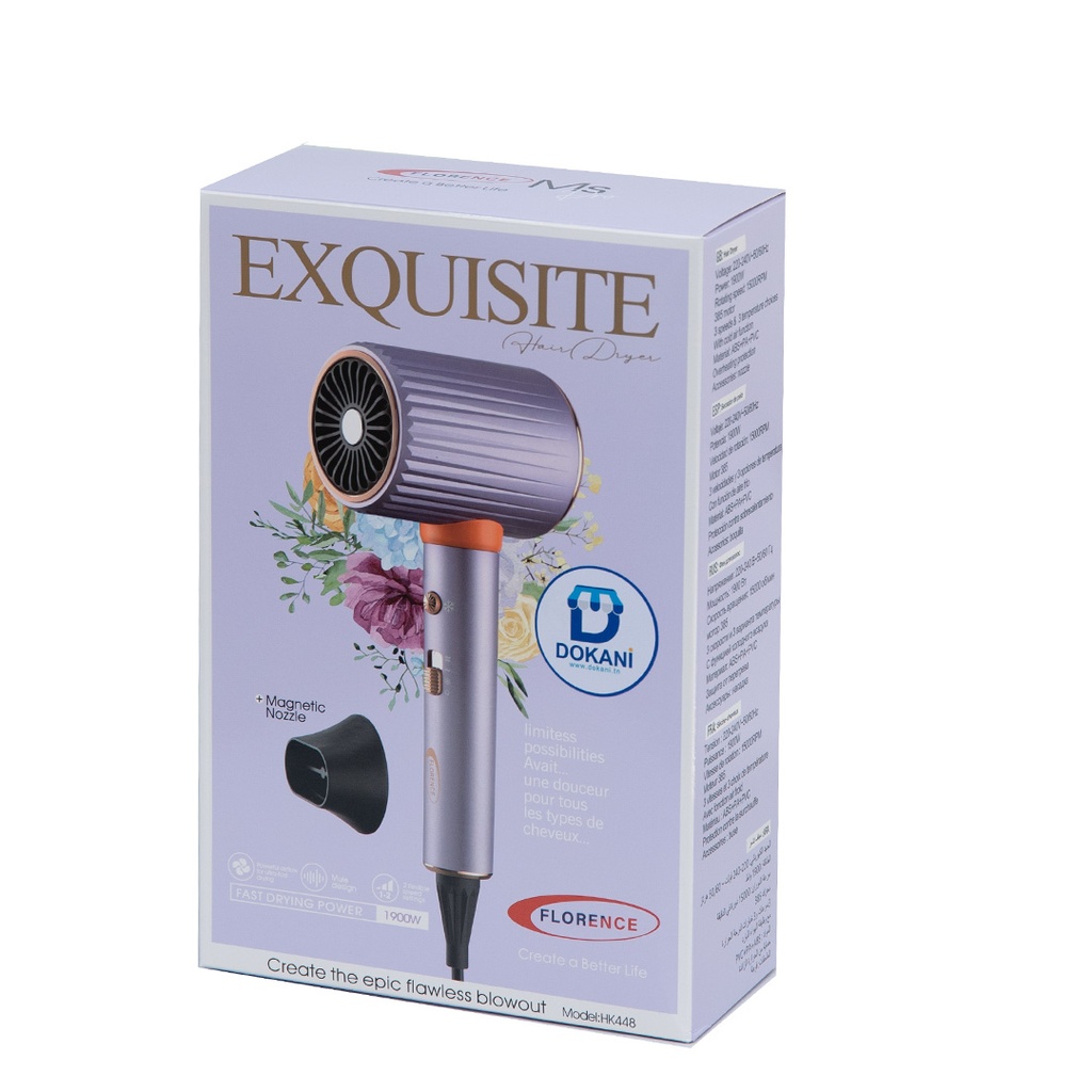 Séche Cheveux Florence 1900W - 15000RPM Violet