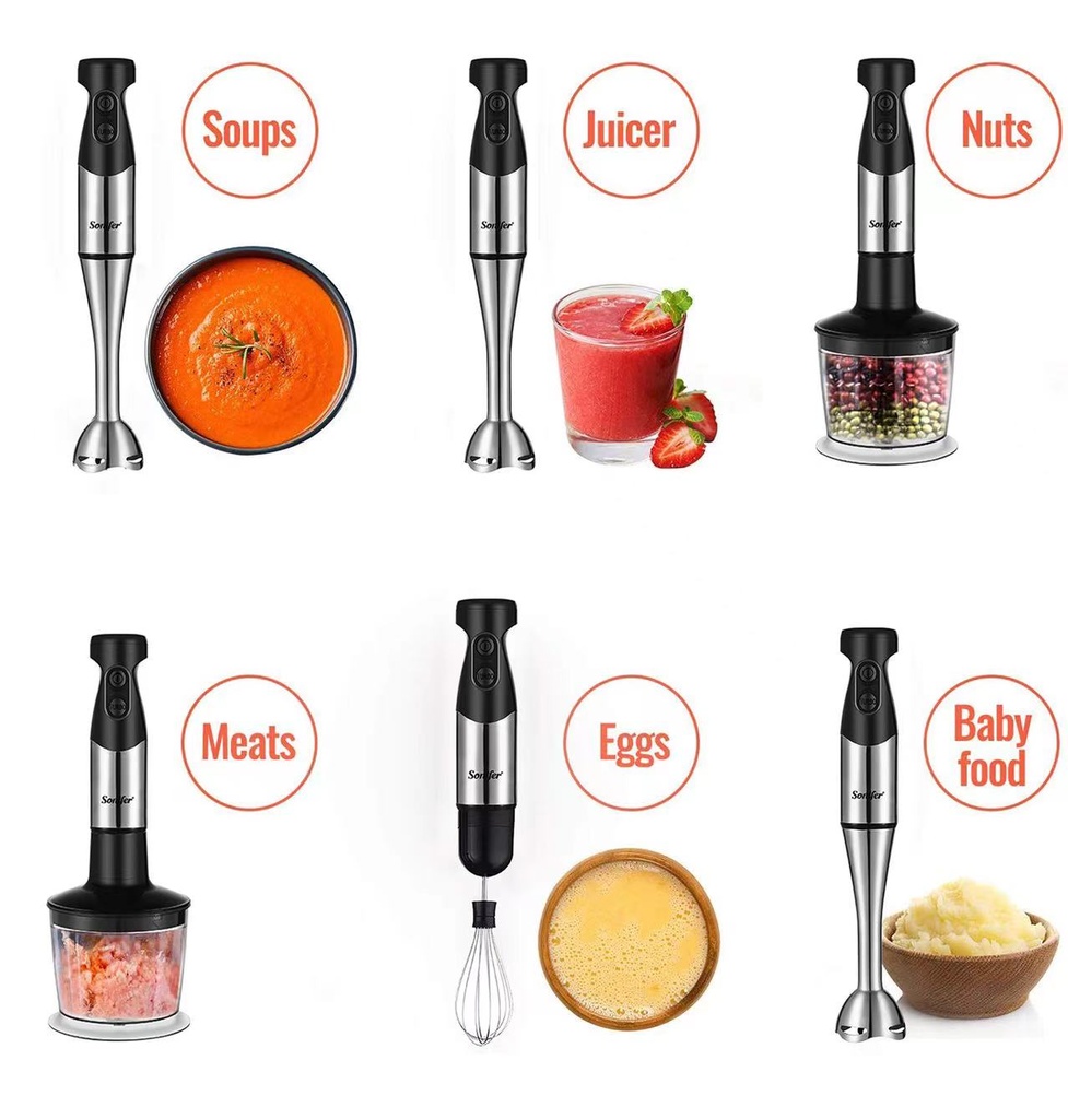 Mixeur Plongeant 3en1 Sonifer 600W