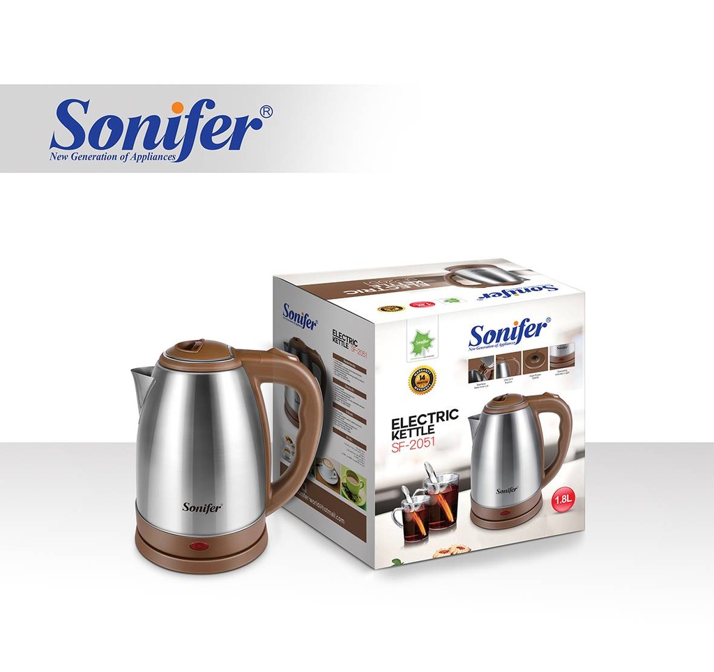 Bouilloire Eléctrique 1,8L Sonifer 1500W Marron