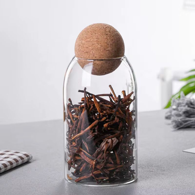 Lot de 3 Boite En verre avec Couvercle en Bois Bambou