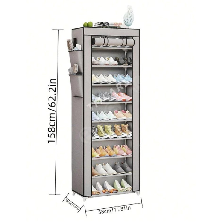 Armoire Chaussures Mobile à 8 niveaux 58x30x158