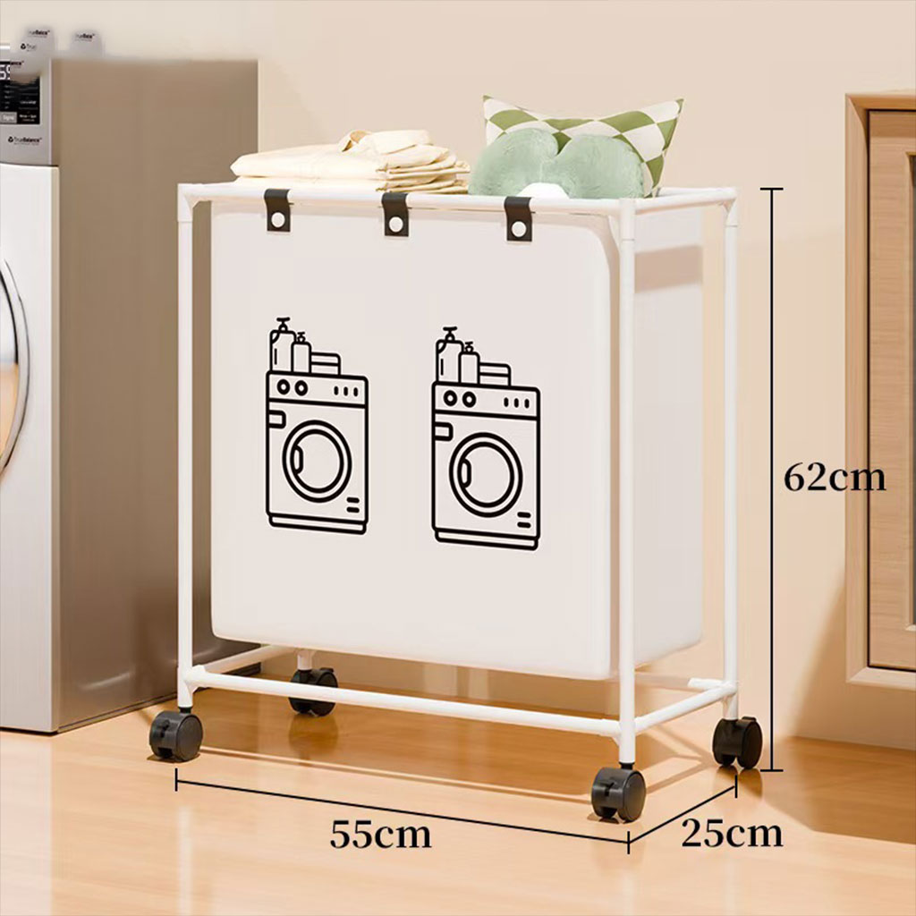 Panier à Linge Mobile Pour Vêtements  à 2 Compartiments