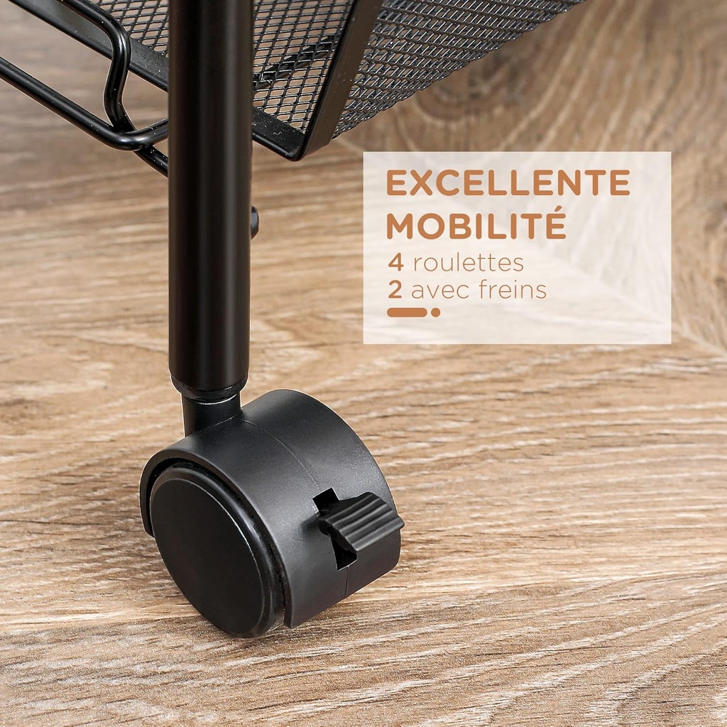 Chariot de Rangement De Cuisine Mobile à 4 Niveaux