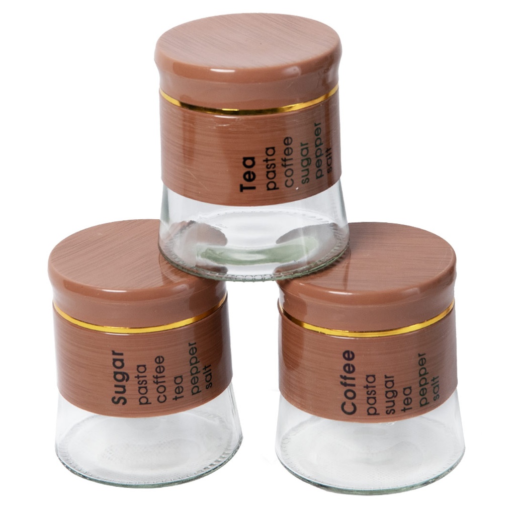 Set Portes Épices 11 Pièces En Verre Avec Support - Effet Bois Marron