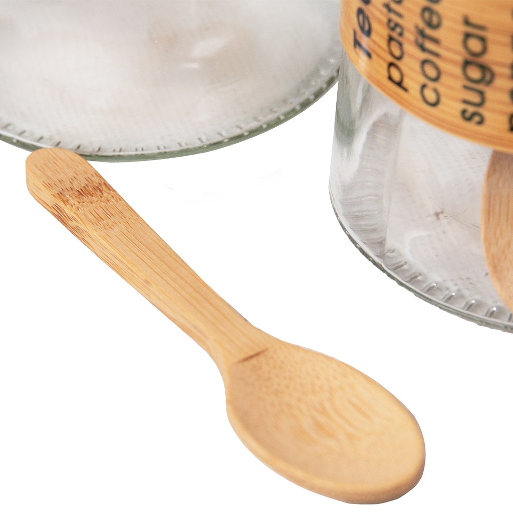 Set Portes Épices 9 Pièces En Verre Avec Support En Bois