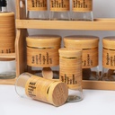 Set Portes Épices 11 Pièces En Verre Avec Support En Bois