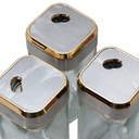 Set Portes Épices 6 Pièces En Verre Avec Support Tournante Argent