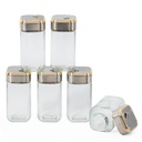 Set Portes Épices 6 Pièces En Verre Avec Support Tournante Argent