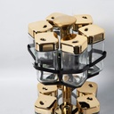 Set Portes Épices 12 Pièces En Verre Avec Support Tournante Doré