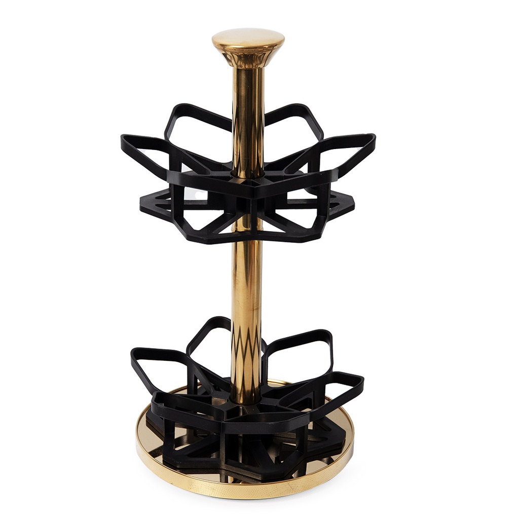 Set Portes Épices 12 Pièces En Verre Avec Support Tournante Doré