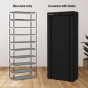 Armoire Chaussures Mobile à 8 niveaux - Noir- 58x30x158 