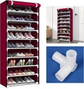 Porte Chaussures- 9 Etagères - Rouge - 58 x 30 x 158 cm