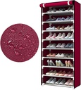 Porte Chaussures- 9 Etagères - Rouge - 58 x 30 x 158 cm