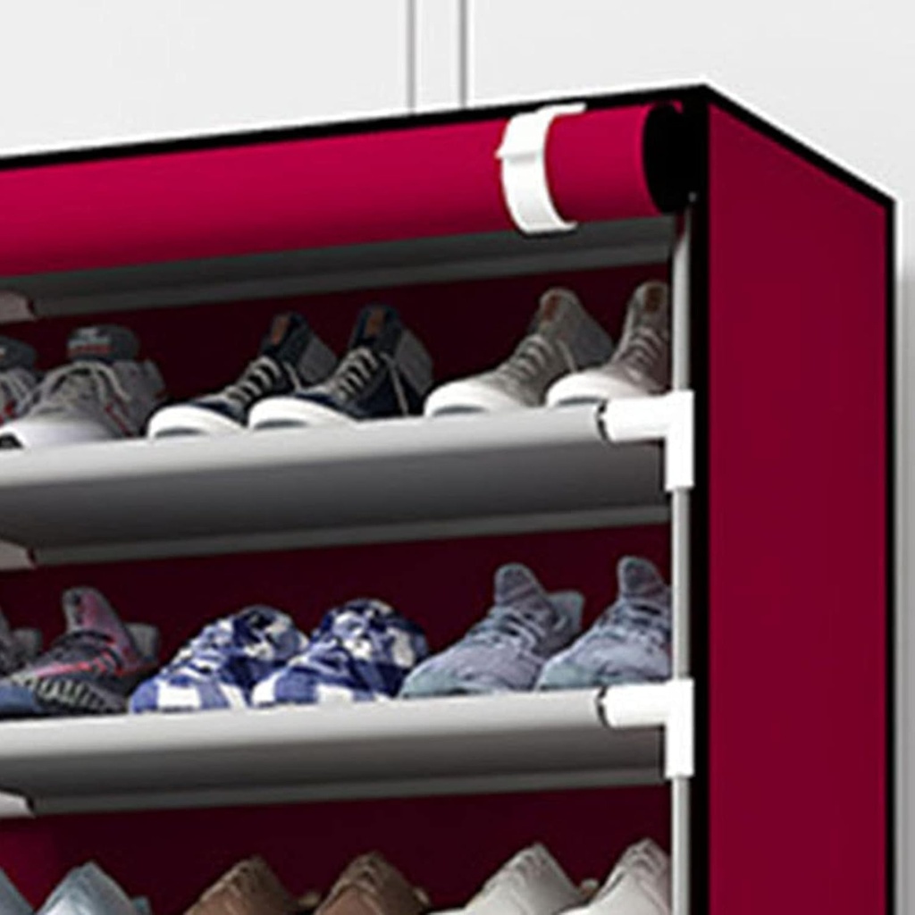 Porte Chaussures- 9 Etagères - Rouge - 58 x 30 x 158 cm