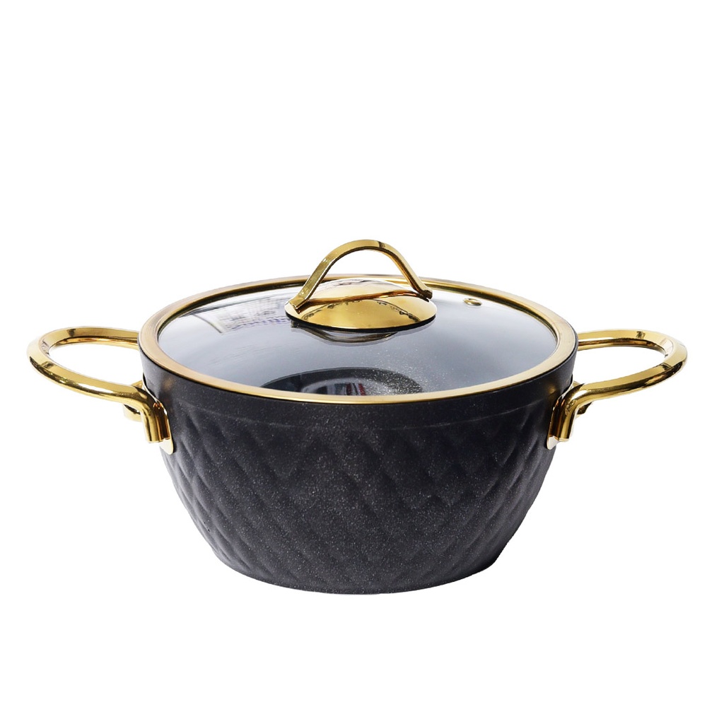 Batterie De Cuisine Vivaldi Lidya Diamond 7 Pièces Granite Noir