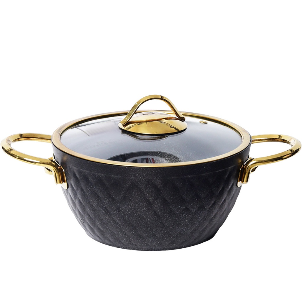 Batterie De Cuisine Vivaldi Lidya Diamond 7 Pièces Granite Noir