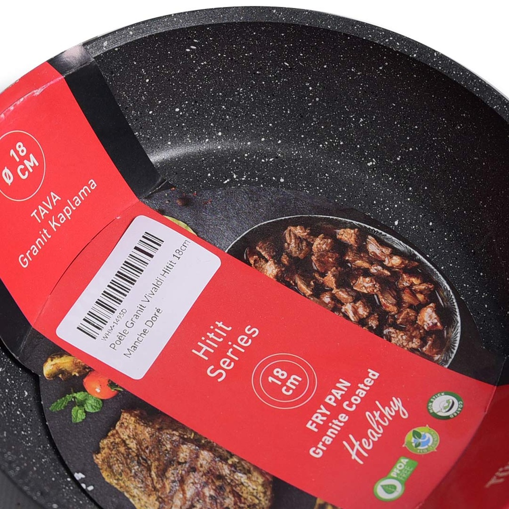 Poêle Granite Vivaldi Hitit 18cm Manche Doré