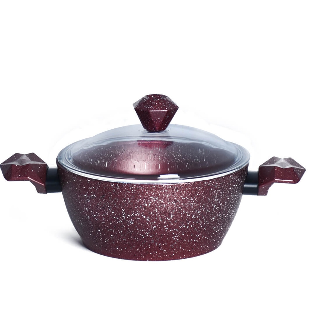 Batterie De Cuisine Sizar 16 Pièces Granite Rouge