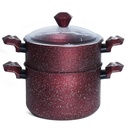 Batterie De Cuisine Sizar 16 Pièces Granite Rouge
