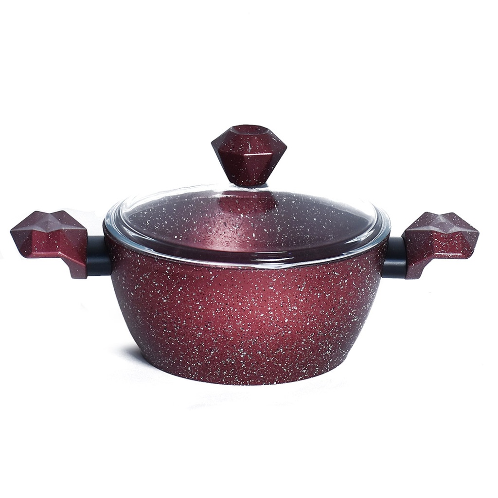 Batterie De Cuisine Sizar 16 Pièces Granite Rouge