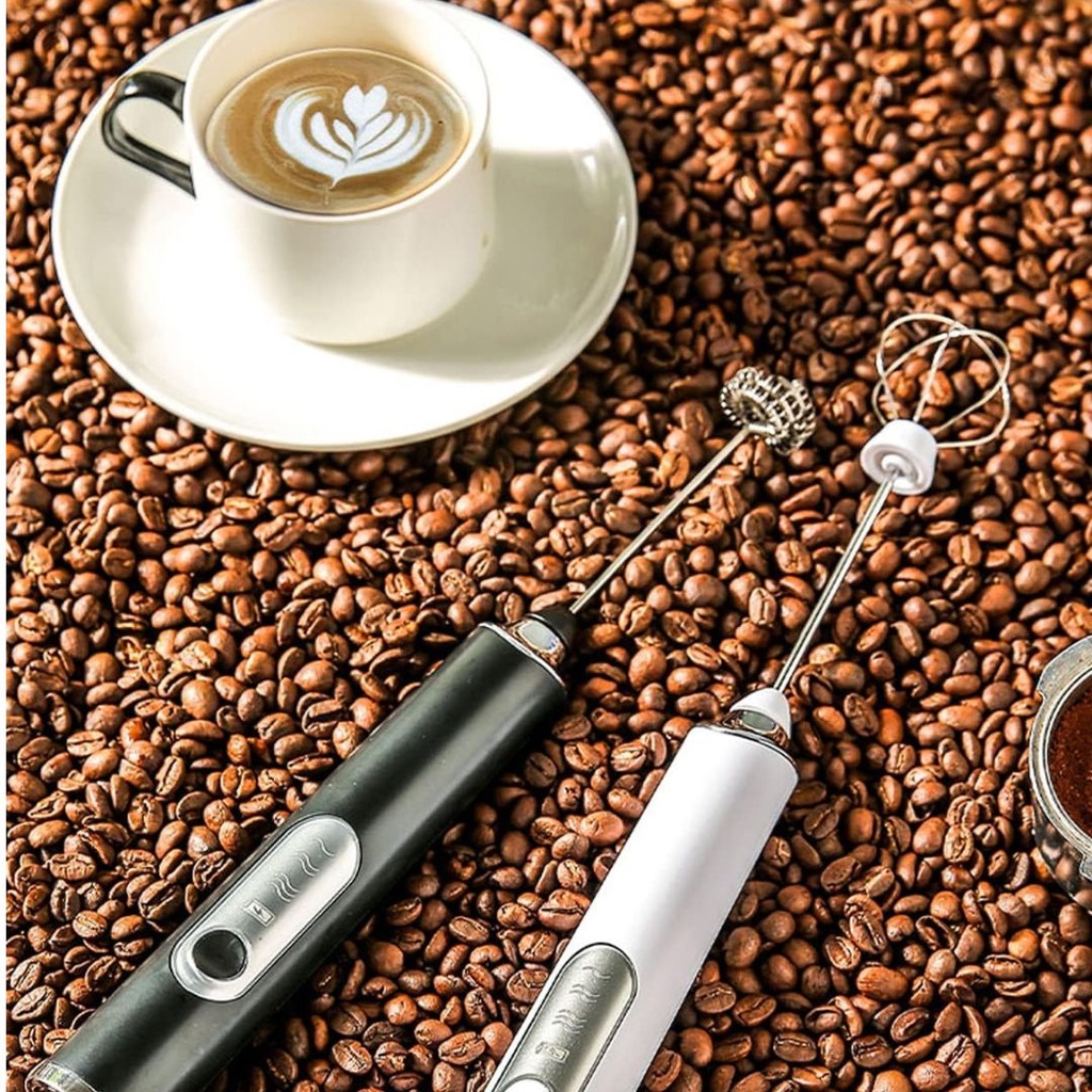 Mousseur à Lait 2 en 1 Rechargeable 4W 9000RPM Blanc 