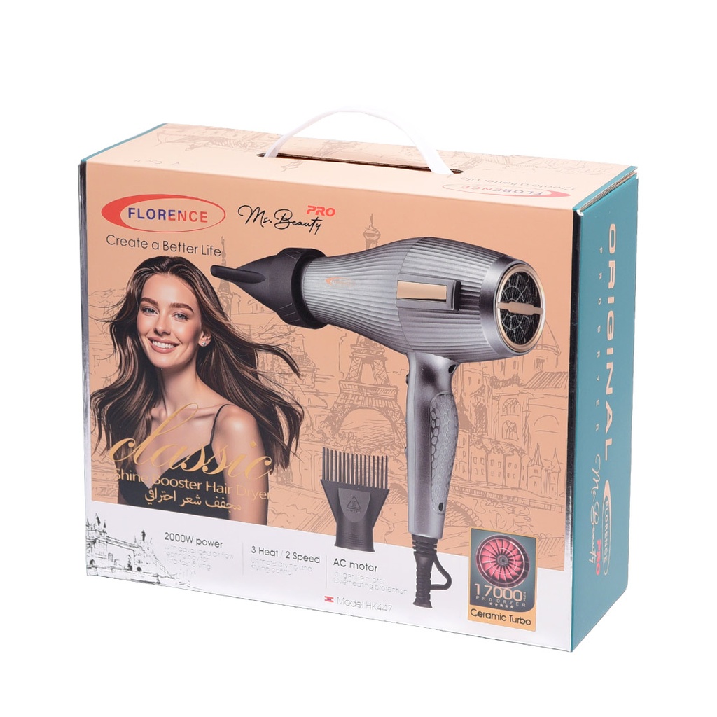Séche Cheveux Florence 17000RPM 2000W Gris Charbon