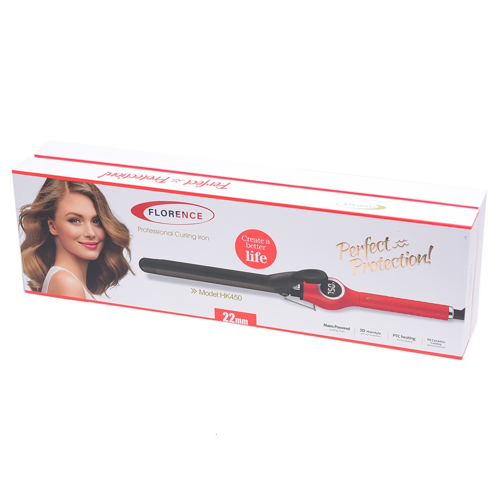 Fer à Boucler Florence 22mm Avec Afficheur 75W Rouge