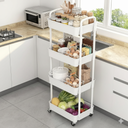 Chariot de Rangement De Cuisine Mobile à 4 Niveaux - Blanc