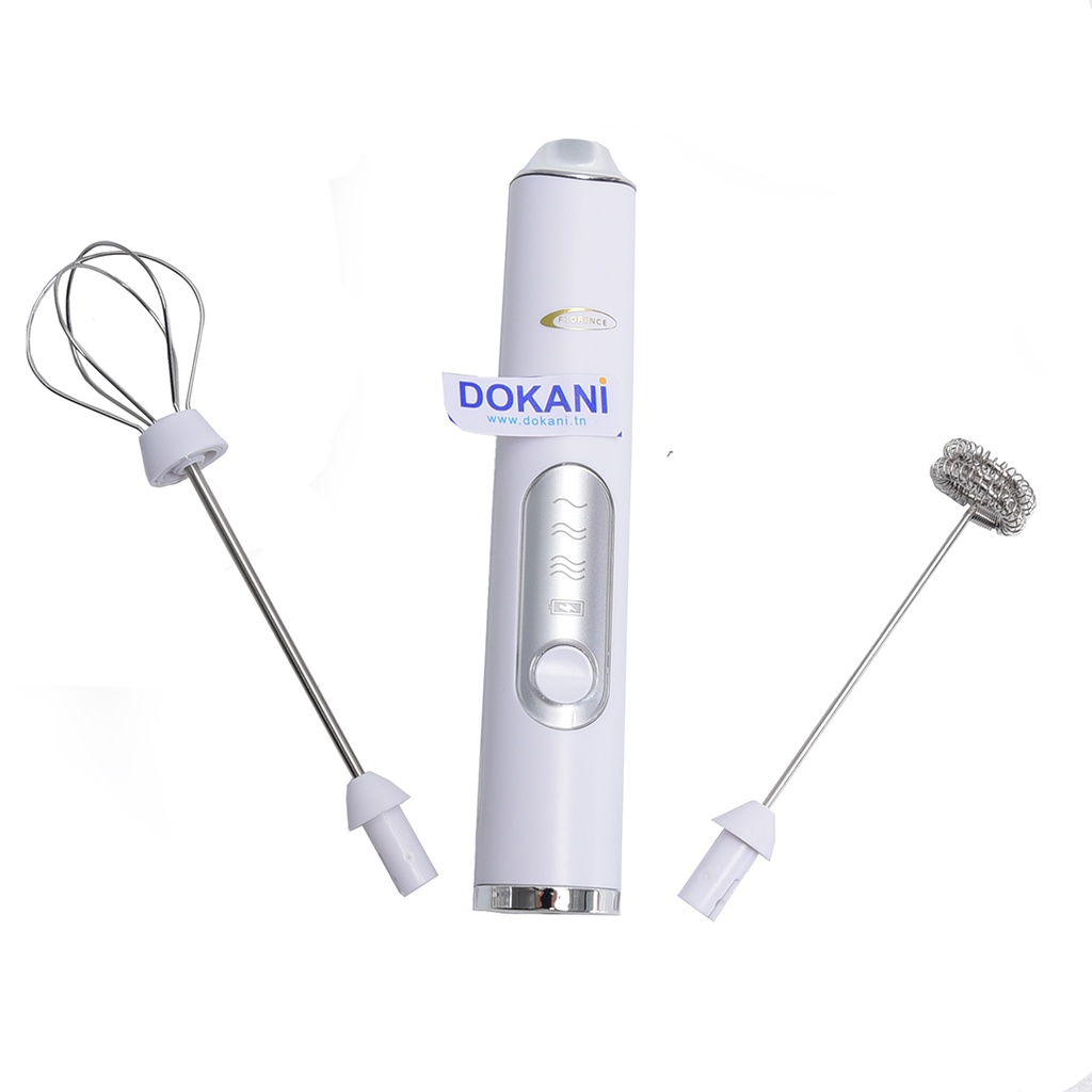 Mousseur à Lait 2 en 1 Rechargeable Florence 4W 9000RPM Blanc 